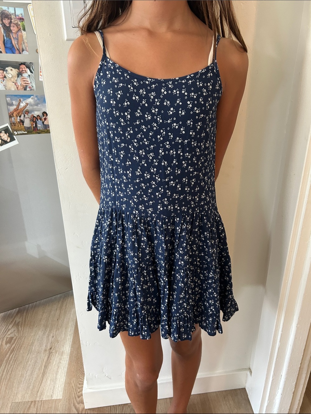 Katie J NYC Navy Floral Spaghetti-Strap Dress